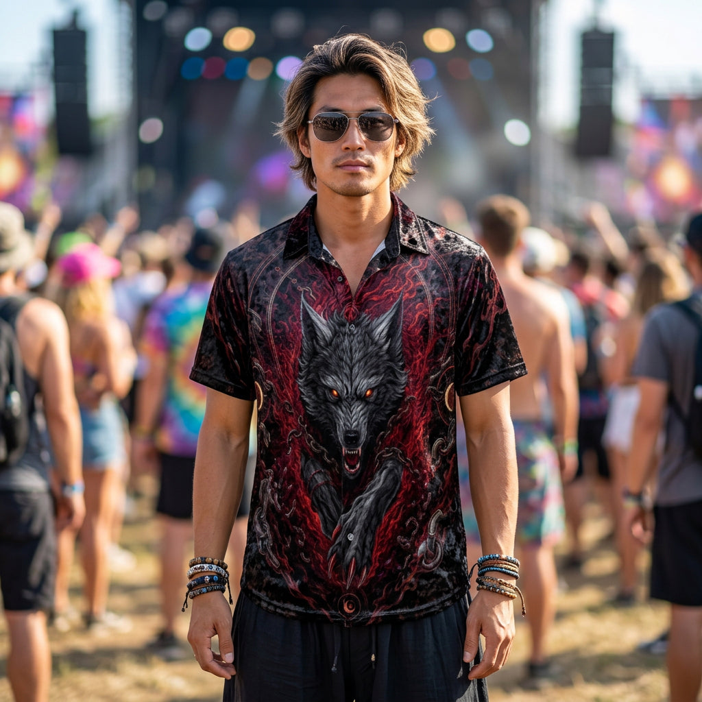 Crushed Velvet Polo Shirt | Crimson Fenrir