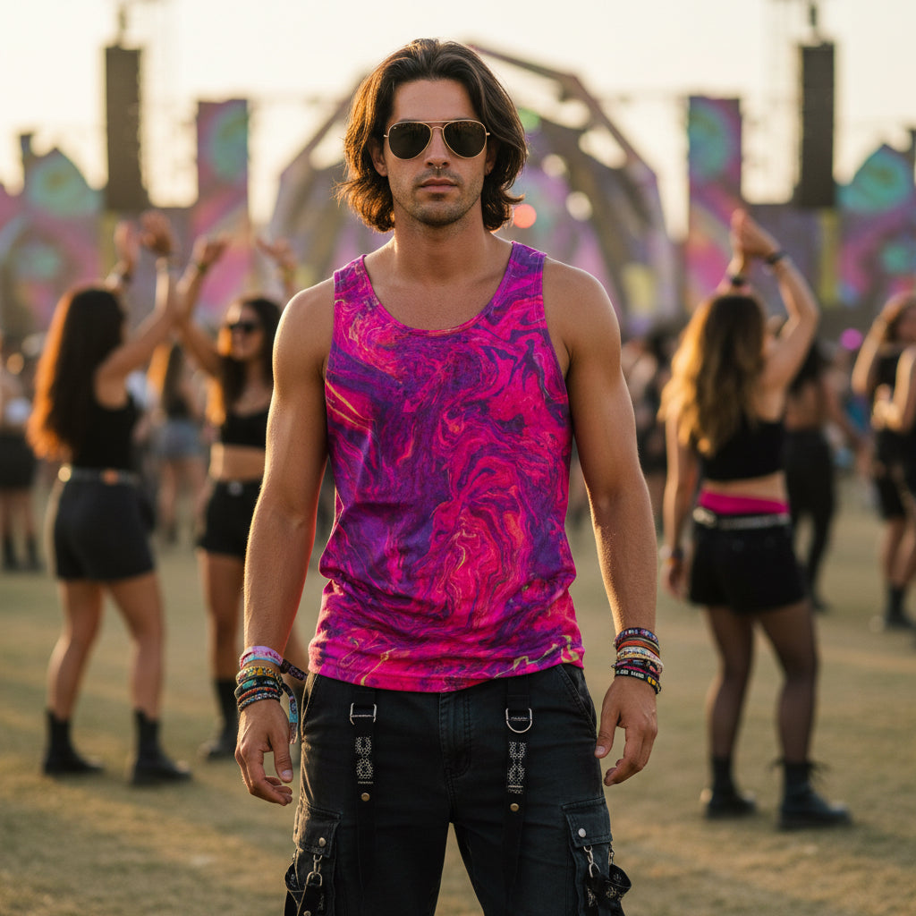 Crushed Velvet Tank Top | Pink Acid Oasis