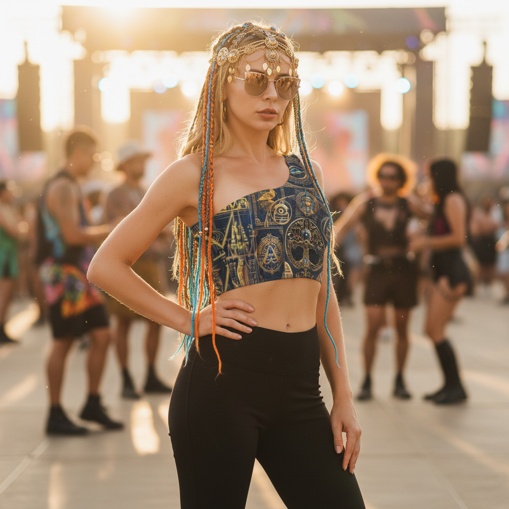 One-Shoulder Crop Top | Egyptian Atlantis