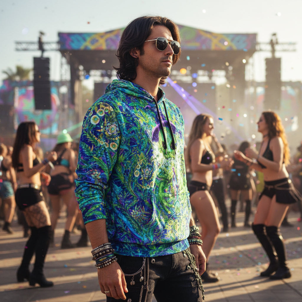 Crushed Velvet Pullover Hoodie | Alien Wizard Stoner