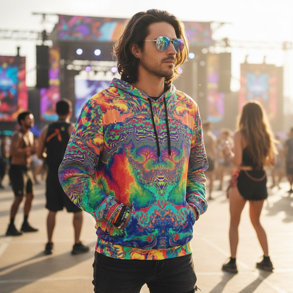 Crushed Velvet Pullover Hoodie | Acid Melt