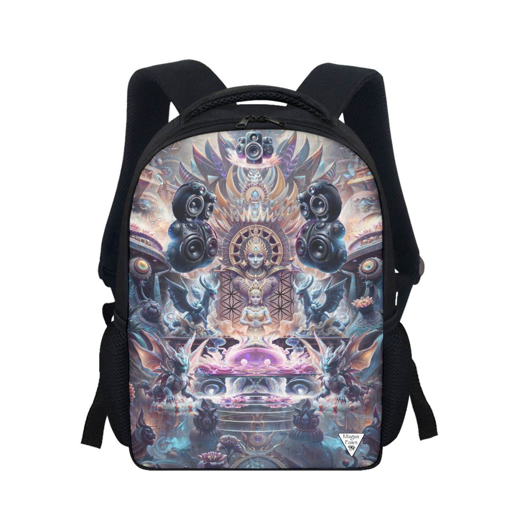 Temple of Sound backpack front angle for festival essentials