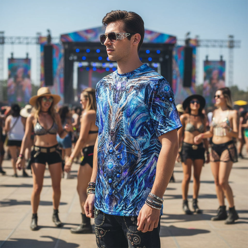 Crushed Velvet T-Shirt | Electric Dragonscape