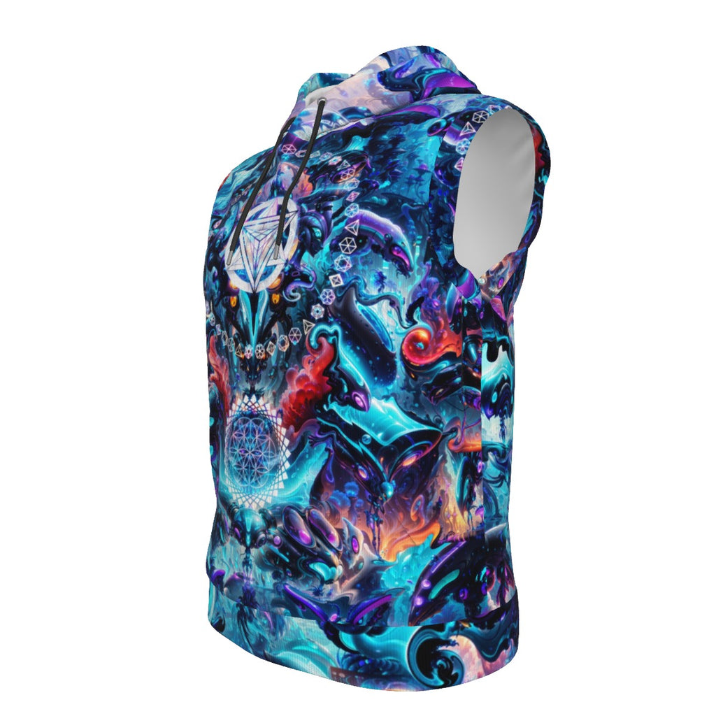 Alien Cyber Punk Mech Cotton Sleeveless Pullover Hoodie Vest