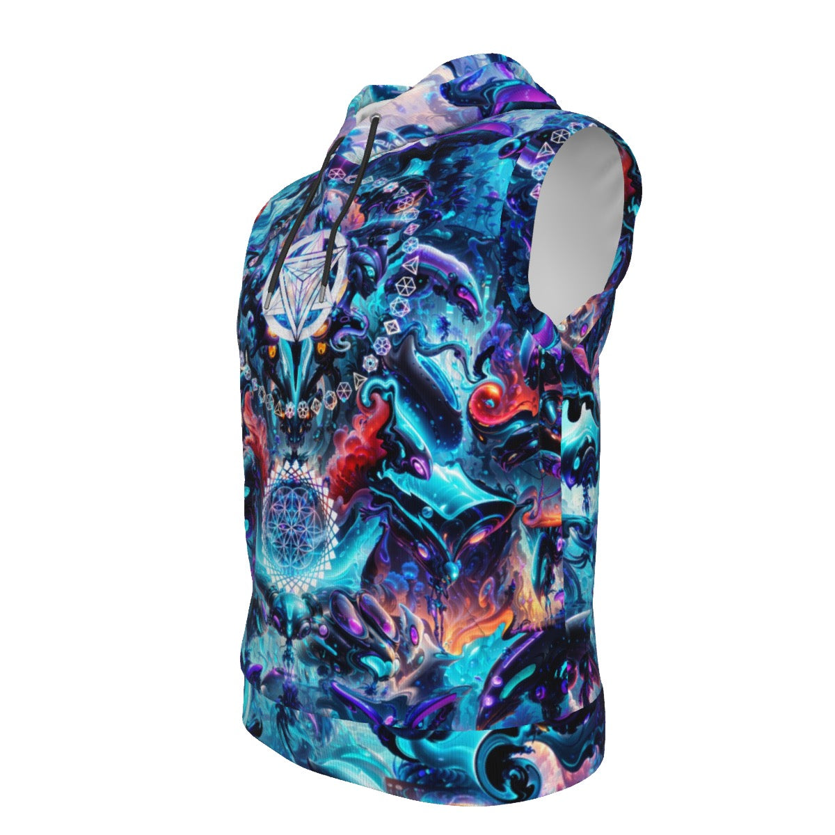 Alien Cyber Punk Mech Cotton Sleeveless Pullover Hoodie Vest