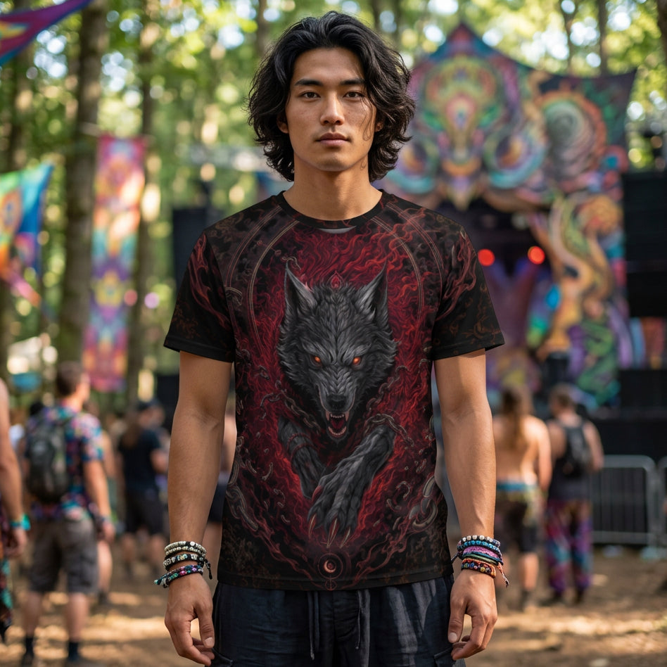 Cotton T-Shirt | Crimson Fenrir