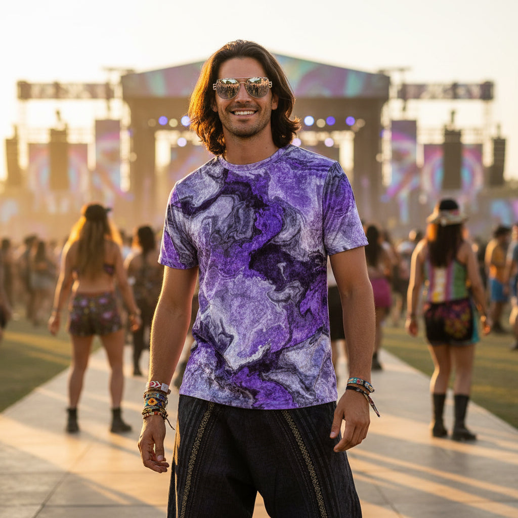 Purple Marble Crushed Velvet T-Shirt