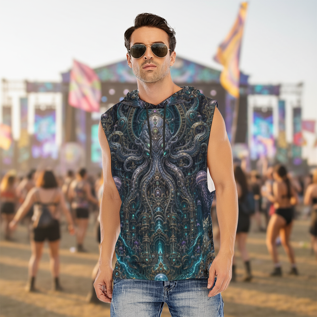 Mechanical Kraken Men’s Sleeveless Hoodie