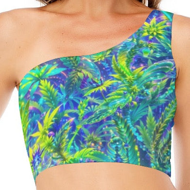 One-Shoulder Crop Top | Alien Wizard Stoner