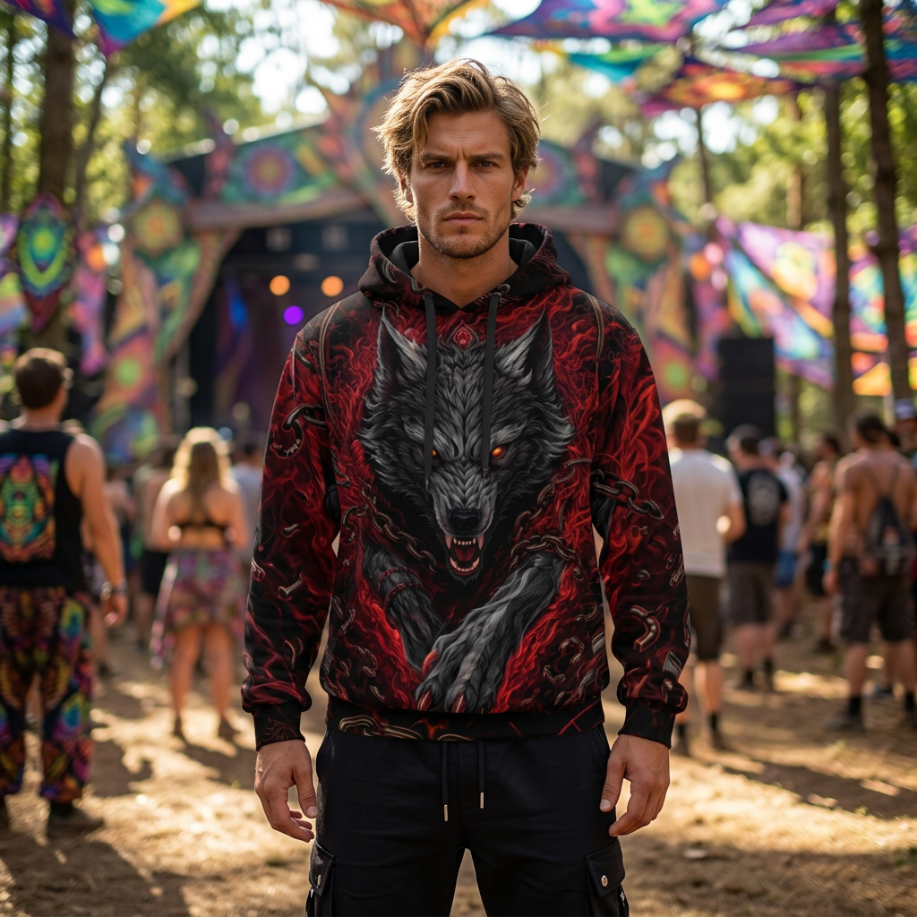 Cotton Unisex Pullover Hoodie | Crimson Fenrir