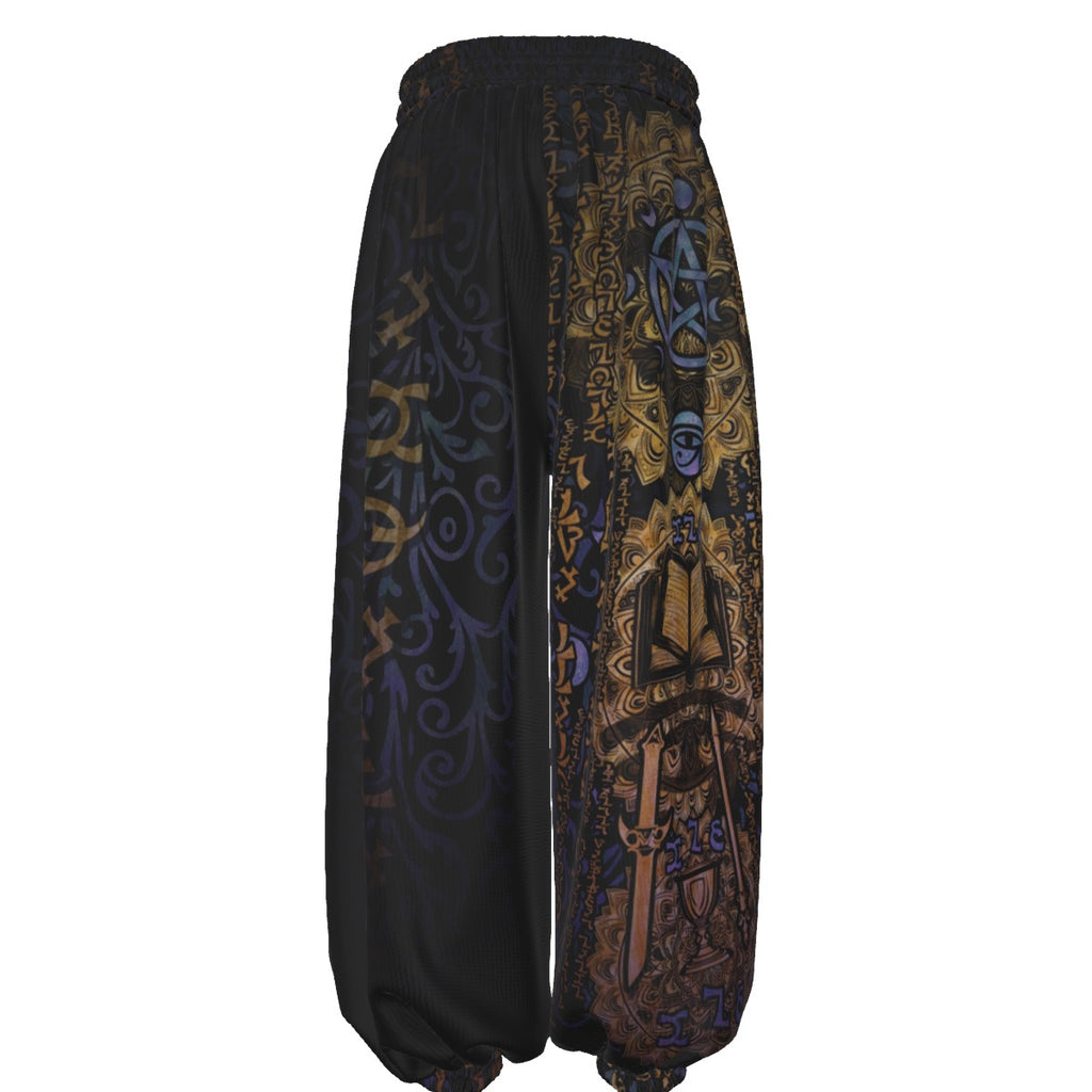 Enochian Vision men's festival pants back view with flowy harem fit