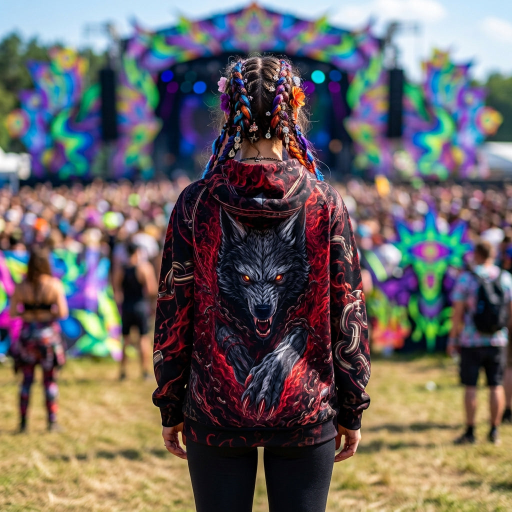 Cotton Unisex Pullover Hoodie | Crimson Fenrir