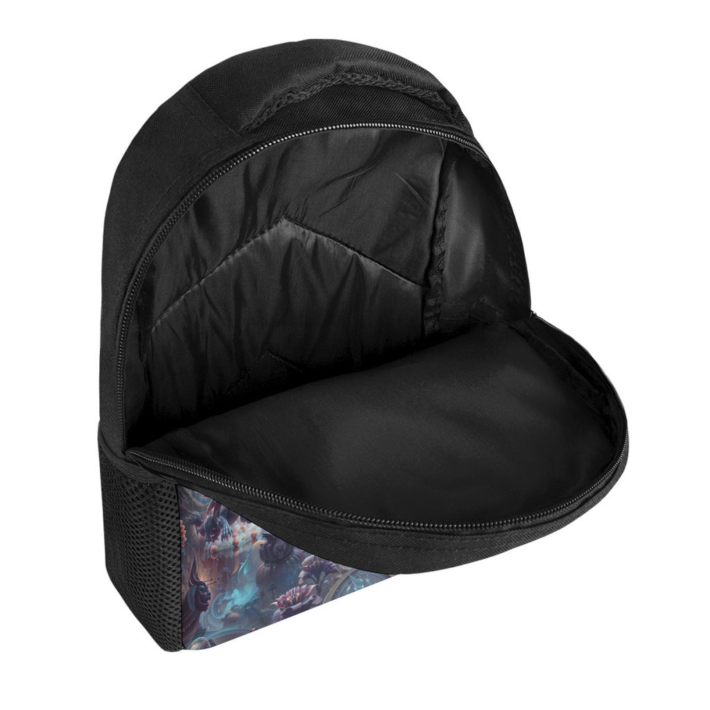 Temple of Sound backpack detail view with durable festival styling