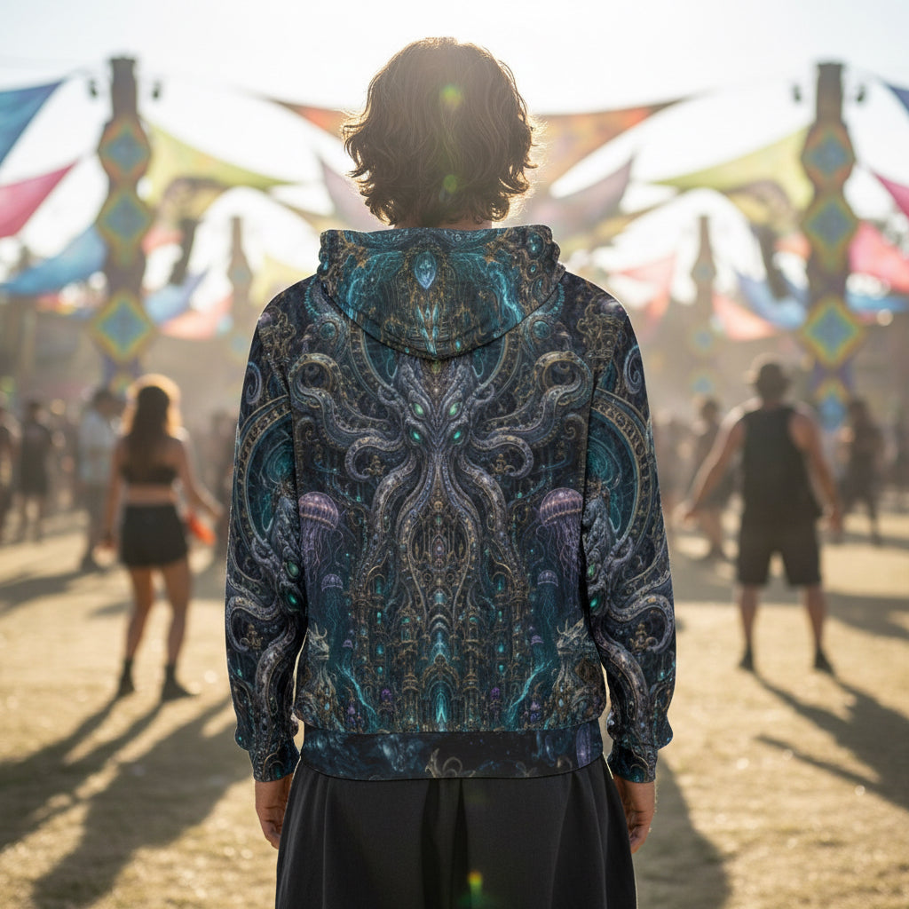 Crushed Velvet Pullover Hoodie | Mechanical Kraken