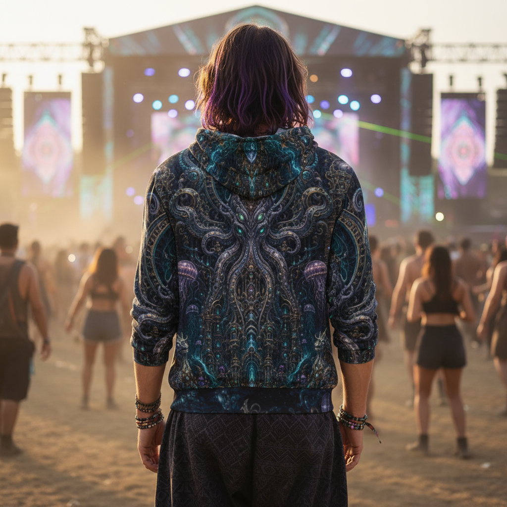 Crushed Velvet Pullover Hoodie | Mechanical Kraken