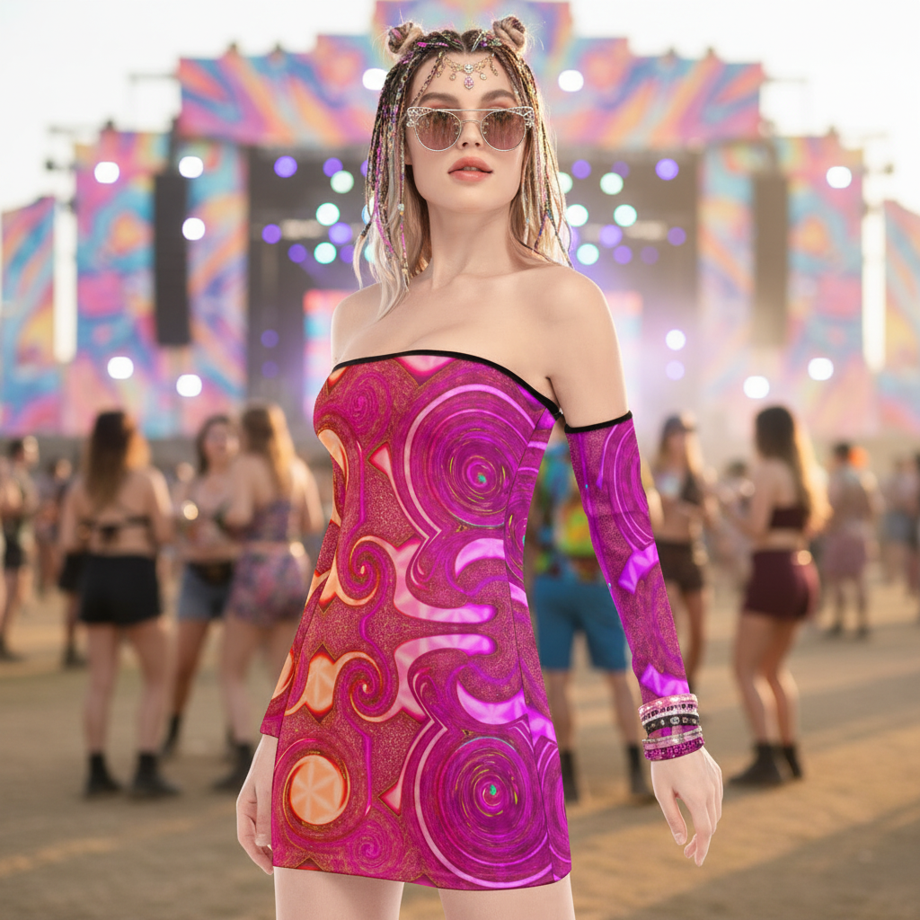 Lace-Up Tube Dress | Psy Swirl