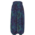 Feathery Fractal men's lantern pants front view with psychedelic festival print