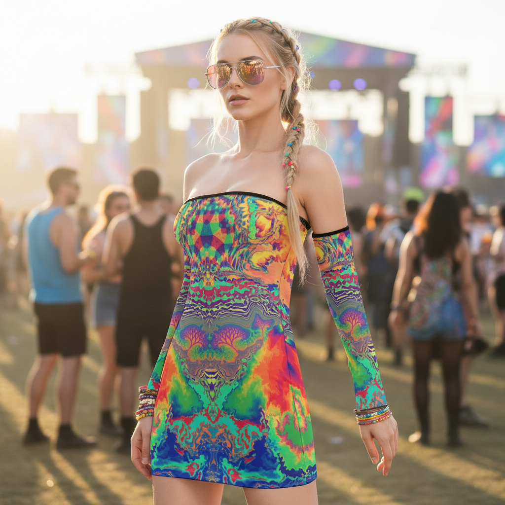 Lace-Up Tube Dress | Acid Melt