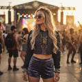 Enochian Vision Purple women's rave crop hoodie back view