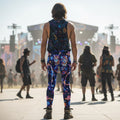 Cosmic Space Cats Men's Festival Leggings front view with rave tights