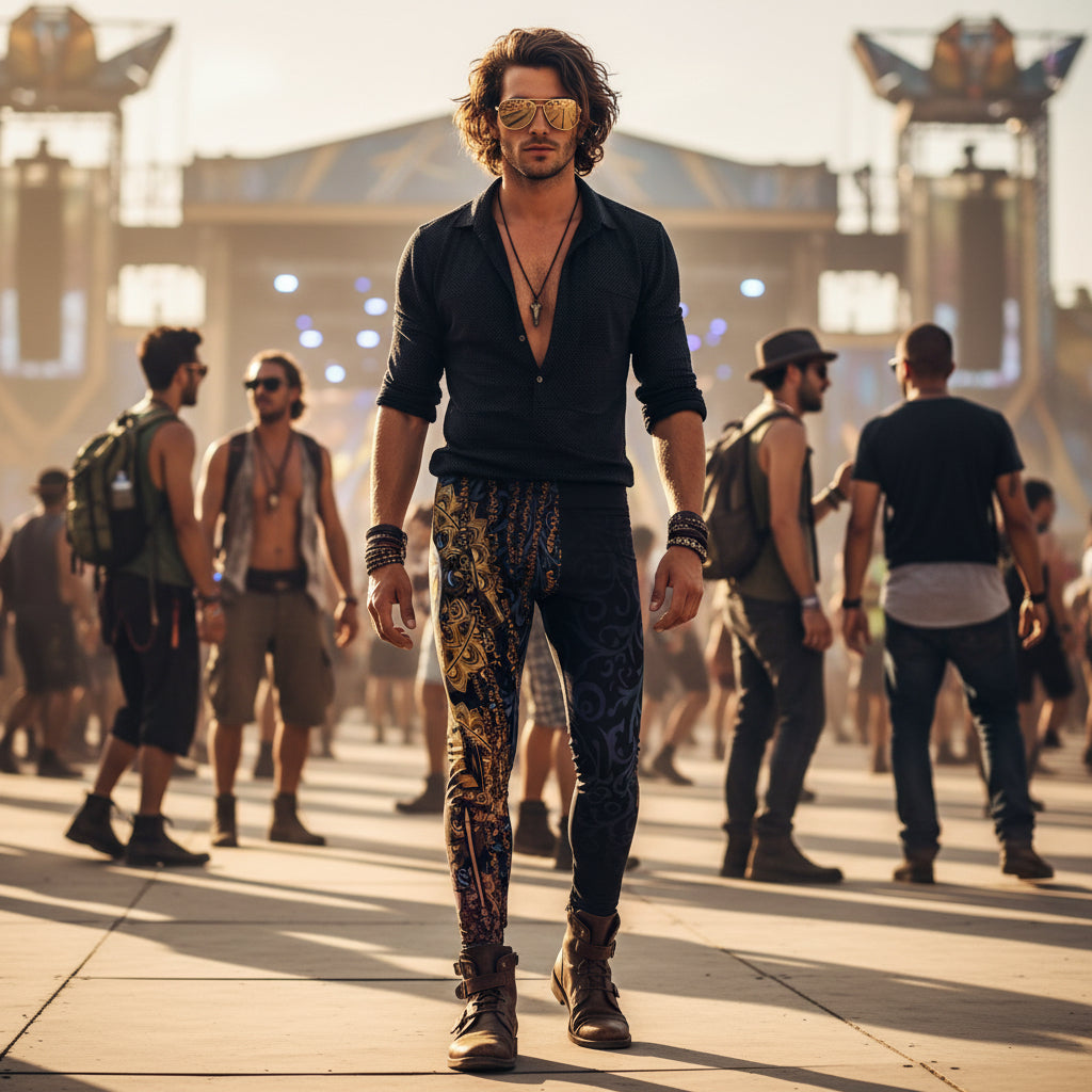 Enochian Vision Men's Festival Leggings front view with men's leggings