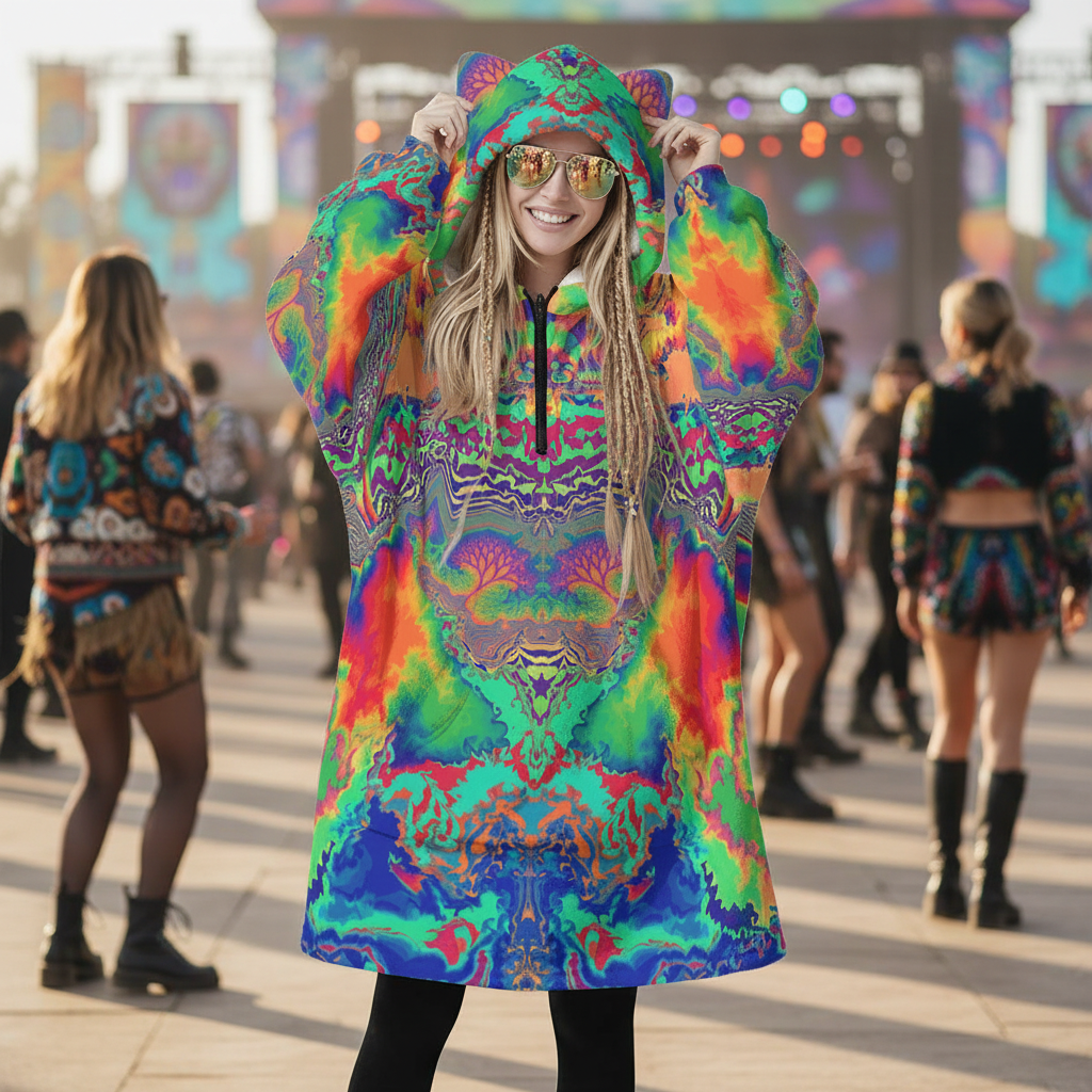 Hooded Blanket w/ Ears | Acid Melt