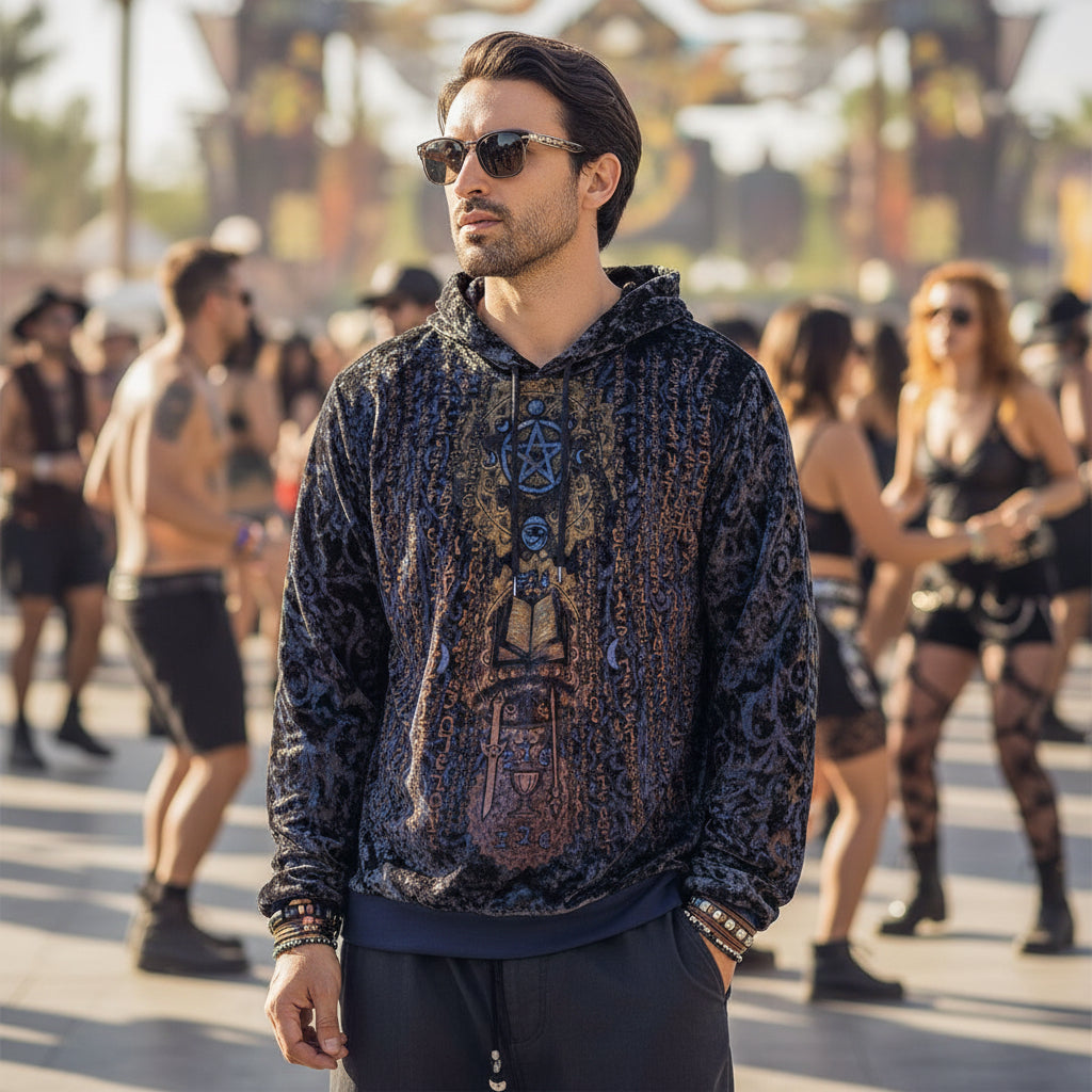 Crushed Velvet Pullover Hoodie | Enochian Vision Purple