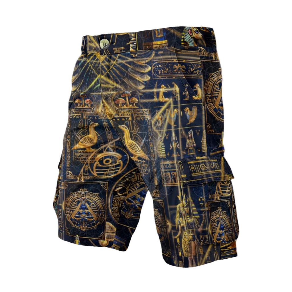 Egyptian Atlantis men's cargo shorts back view with cargo pocket detail
