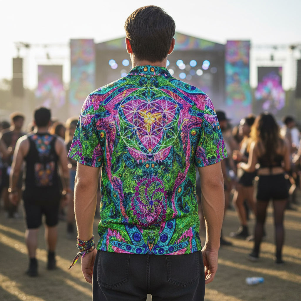 Crushed Velvet Polo Shirt | Psy Tribal Shroom
