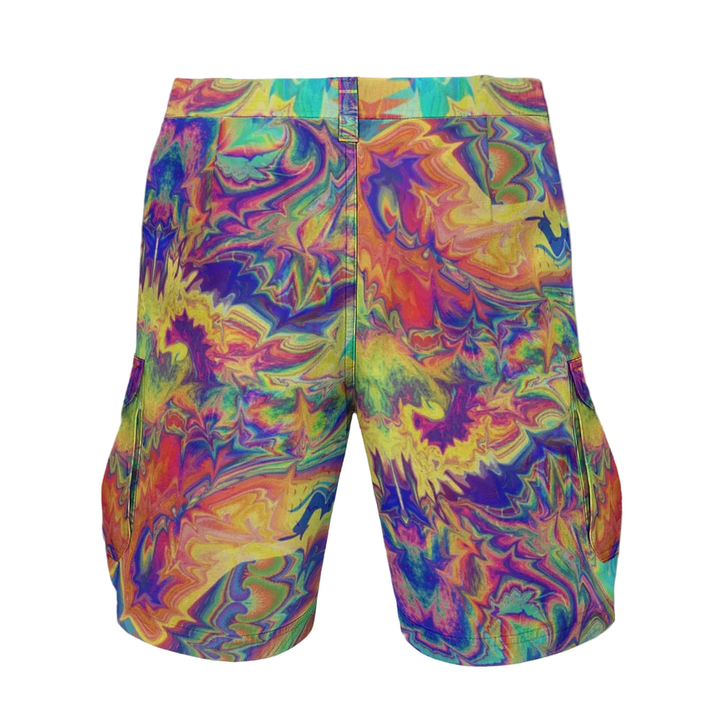 Windowpane men's festival shorts back view with cargo pocket detail