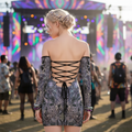 Lace-Up Tube Dress | Cosmic Cross Silver