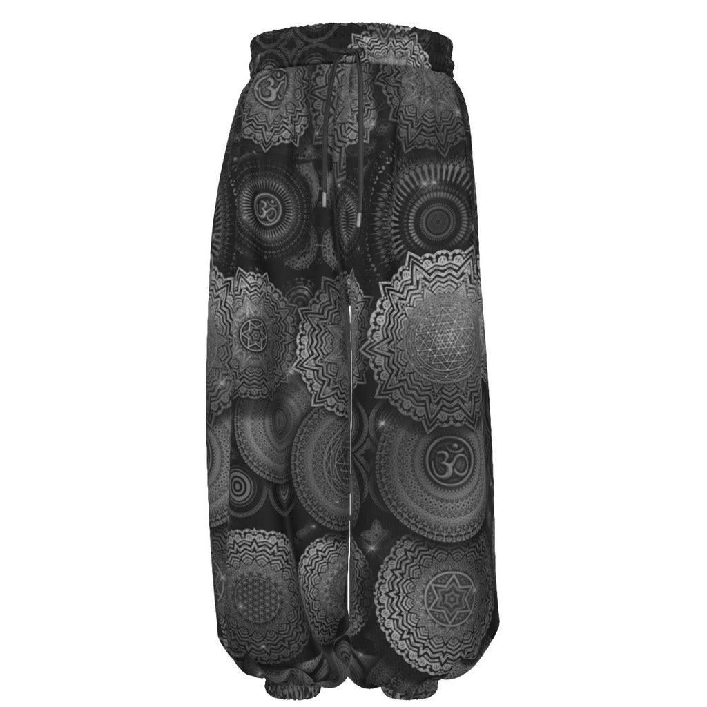 Void Mandala men's lantern pants side view with trippy rave style