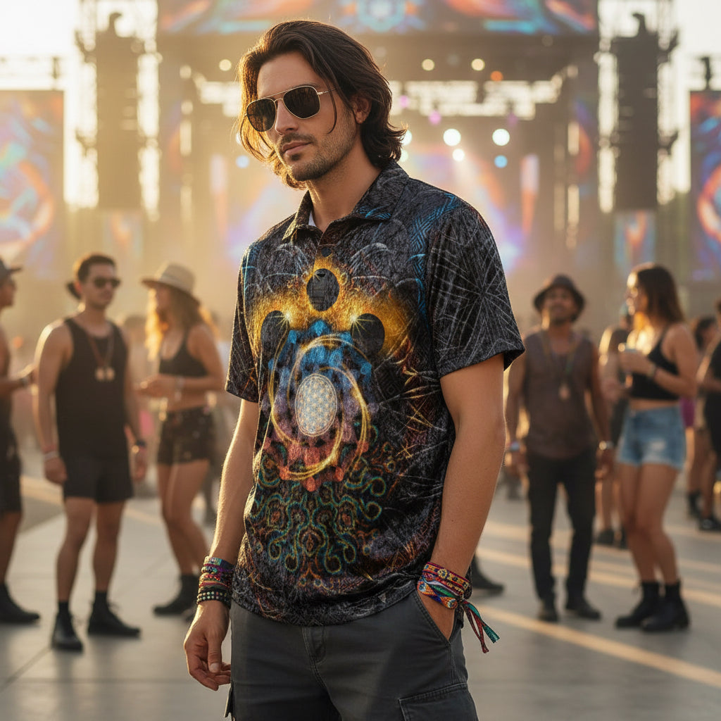 Crushed Velvet Polo Shirt | Solar Eclipse