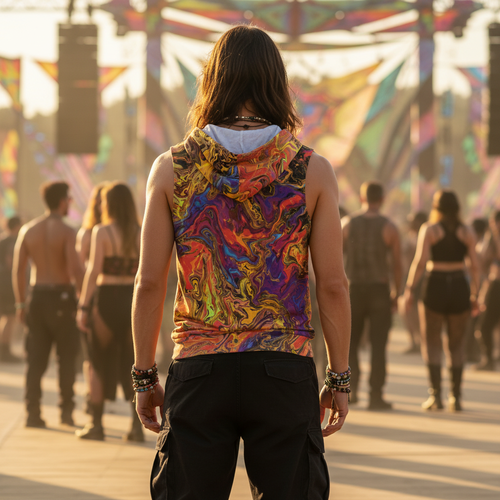 Liquid Fire Cotton Sleeveless Pullover Hoodie Vest