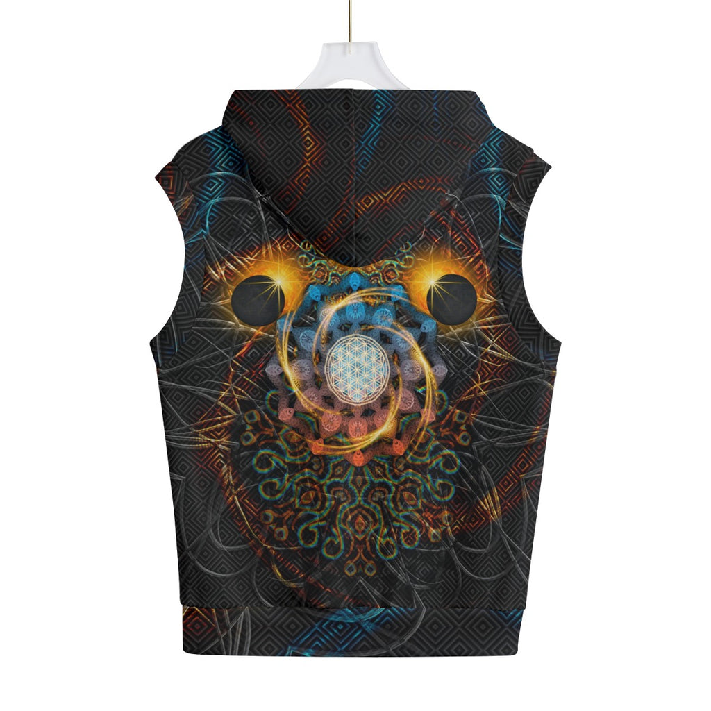 Solar Eclipse Cotton Sleeveless Pullover Hoodie Vest