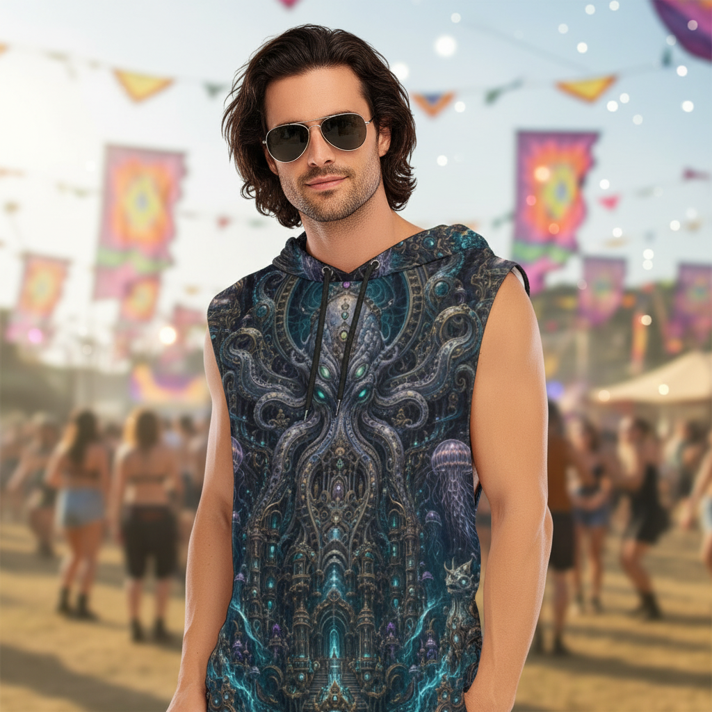 Mechanical Kraken Men’s Sleeveless Hoodie