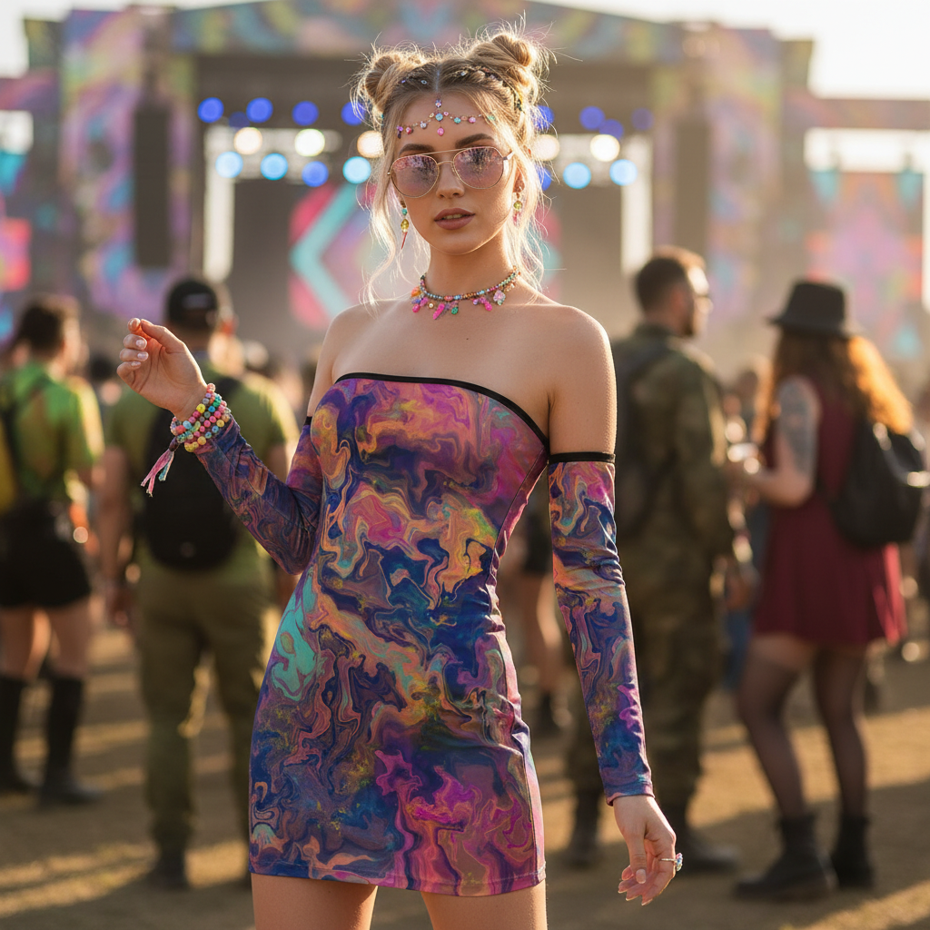 Lace-Up Tube Dress | Liquified Abyss