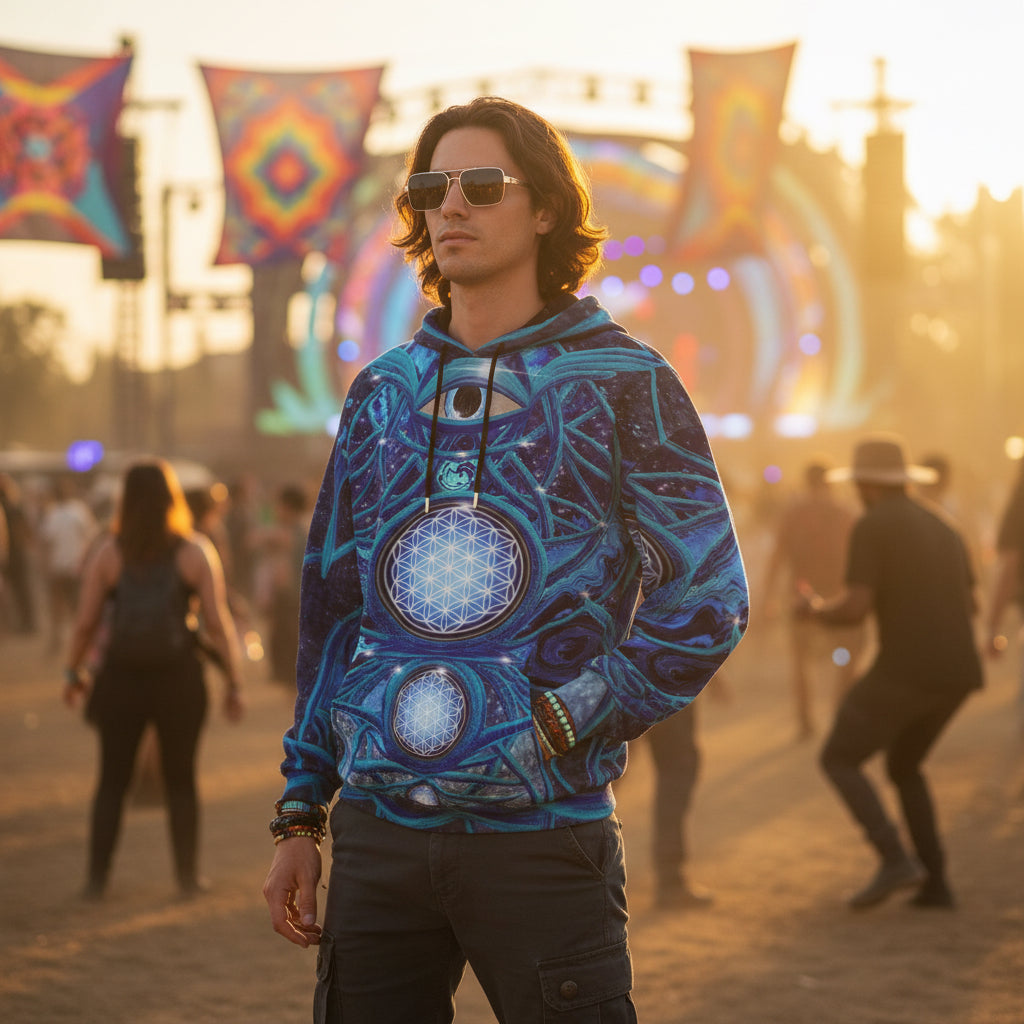 Mystic Eye Blue Unisex Cotton Pullover Hoodie