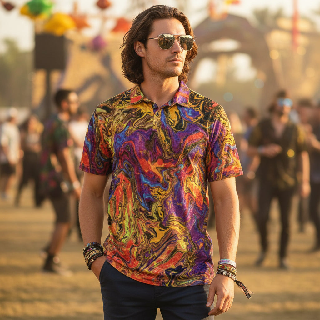 Crushed Velvet Polo Shirt | Liquid Fire