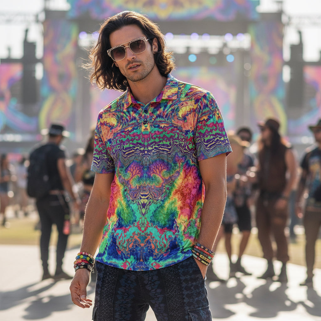Crushed Velvet Polo Shirt | Acid Melt