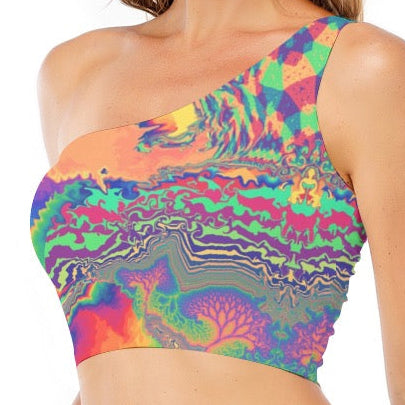 One-Shoulder Crop Top | Acid Melt
