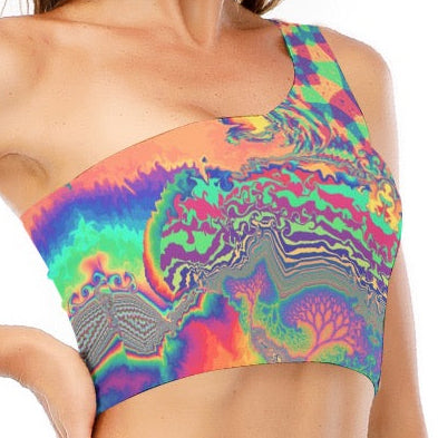 One-Shoulder Crop Top | Acid Melt