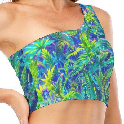 One-Shoulder Crop Top | Alien Wizard Stoner