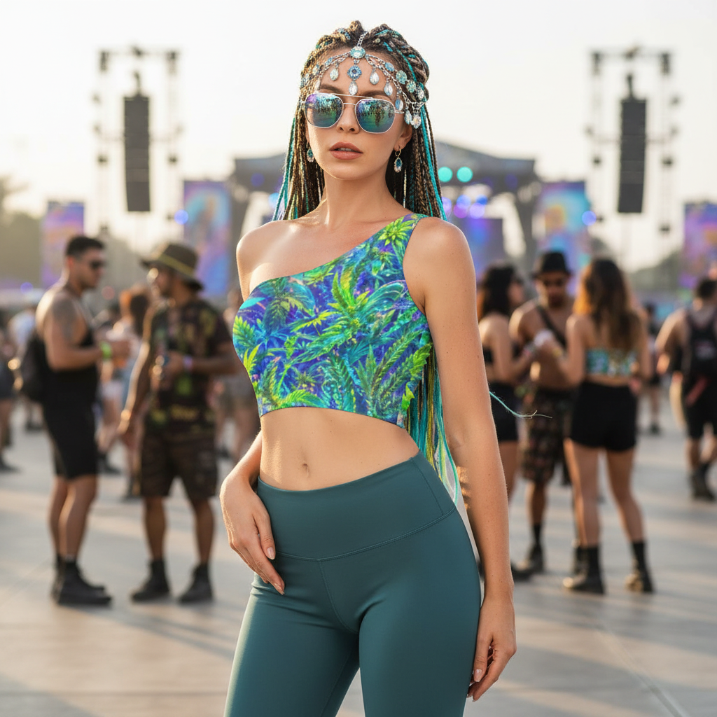 One-Shoulder Crop Top | Alien Wizard Stoner