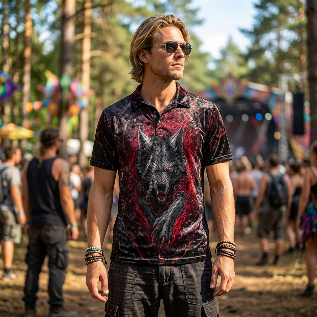 Crushed Velvet Polo Shirt | Crimson Fenrir