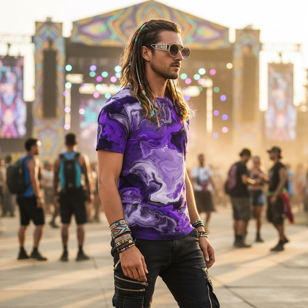 Purple Marble Cotton T-Shirt