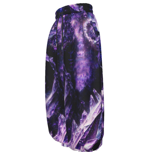 Amethyst Unicorn men's lantern pants side view with trippy rave style
