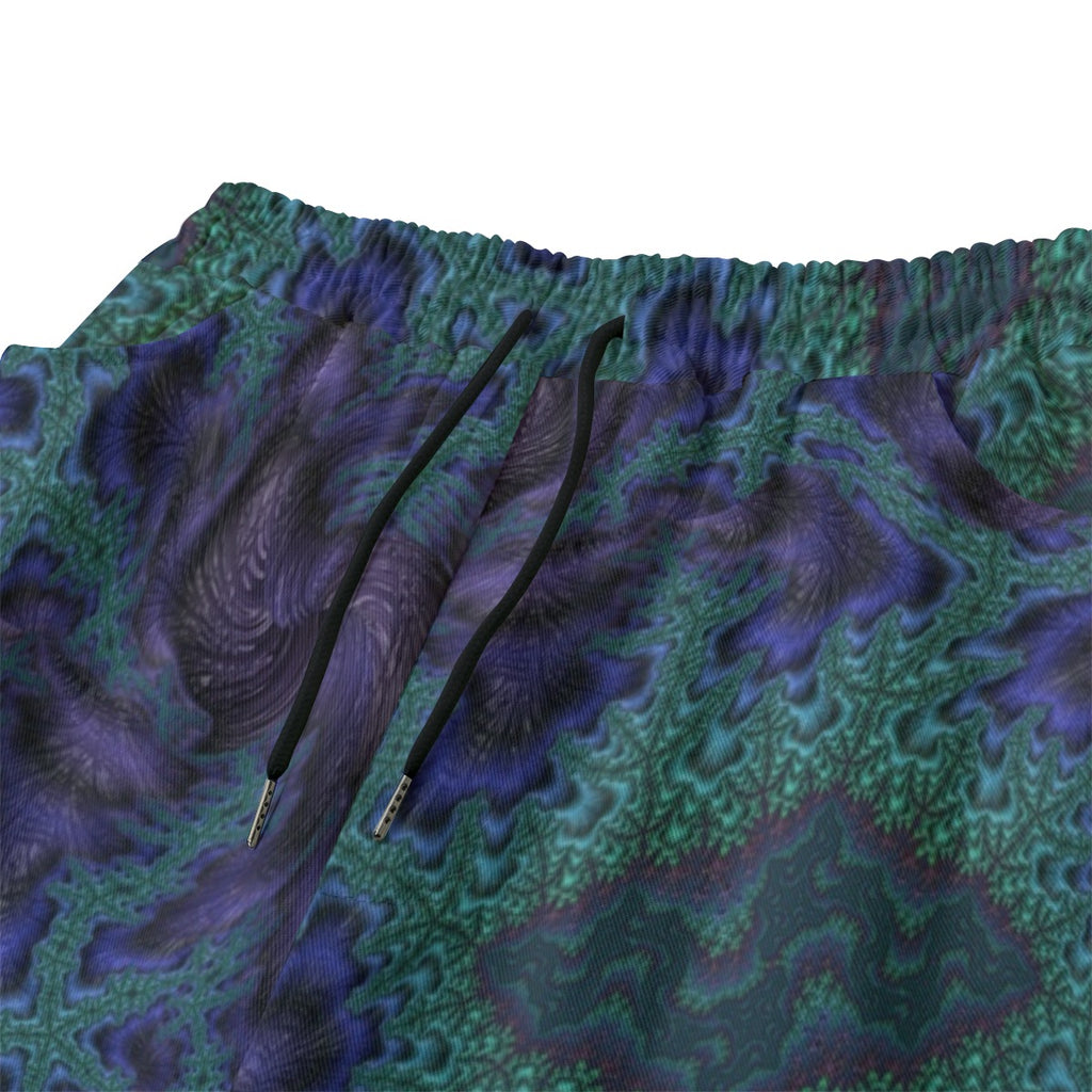 Blue Feathery Fractal Unisex Cotton Shorts