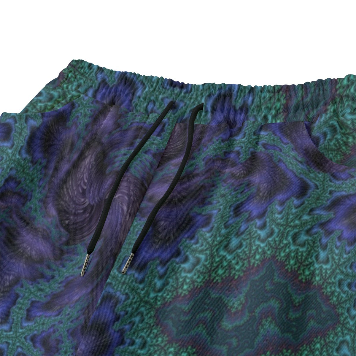 Blue Feathery Fractal Unisex Cotton Shorts