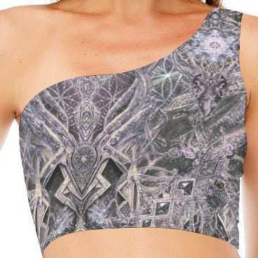 One-Shoulder Crop Top | Cosmic Cross Silver